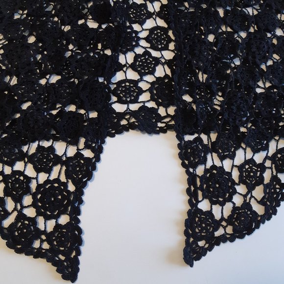 Floral Crochet Knit Boho  Black Vest - Picture 12 of 13